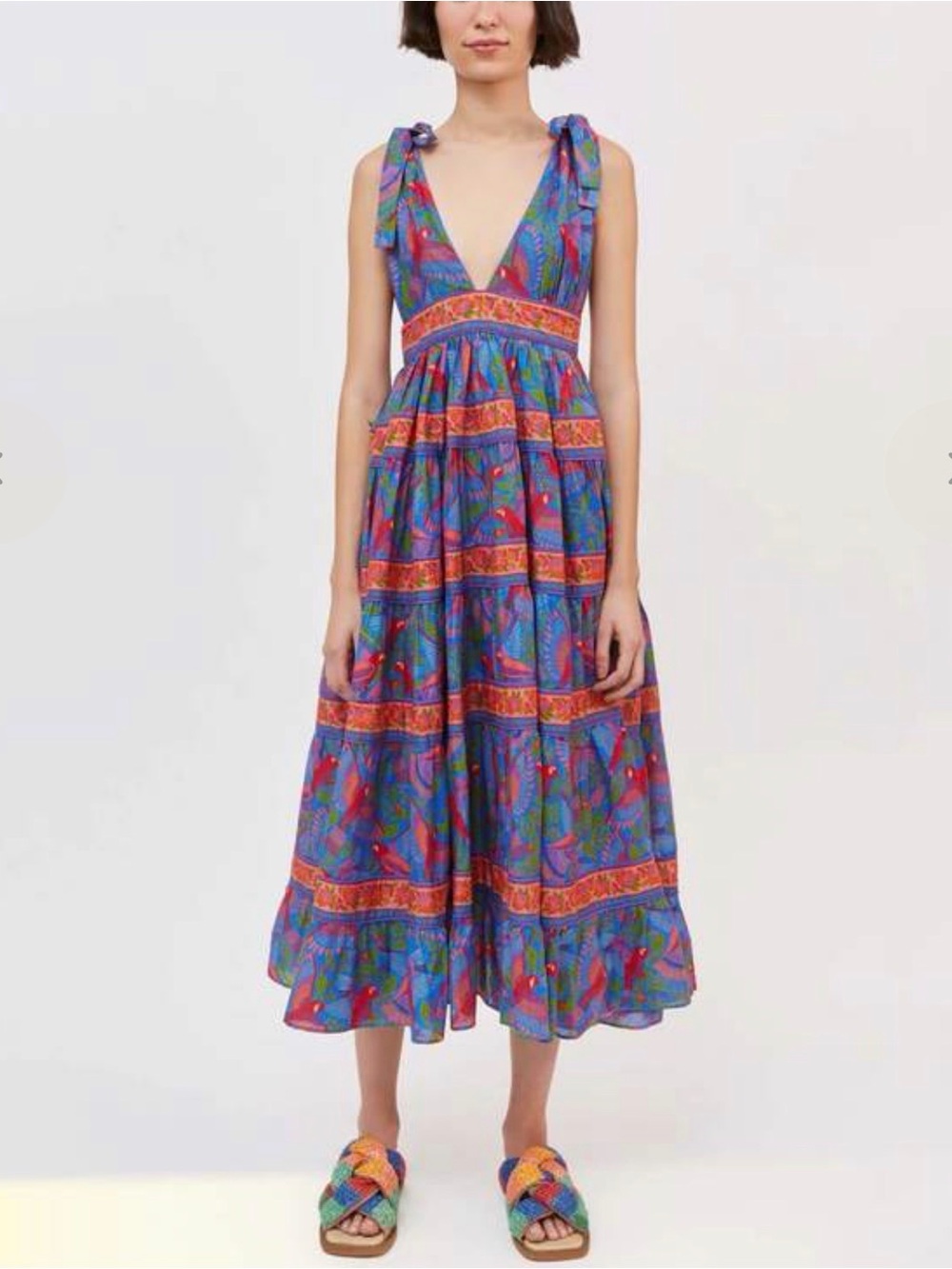 FARM Rio Blue Floral Tiered Tie-Shoulder Maxi Dress - Picture 2 of 5